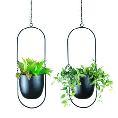 HemePaha front view of two hanging planters showcasing sculptural display benefit