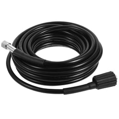 Hemobllo front view of 26ft hose showing fittings and length benefit