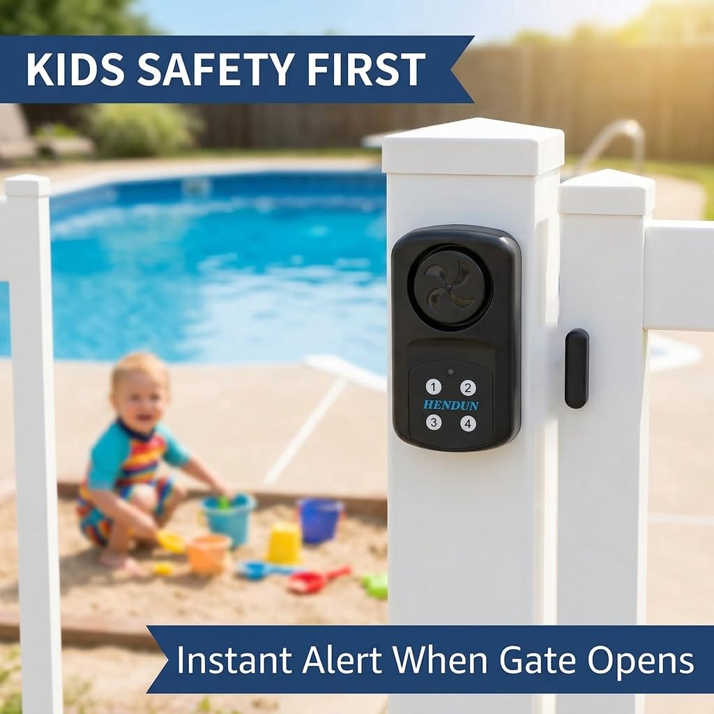 HENDUN magnetic sensor close-up illustrating secure contact detection for gate openings