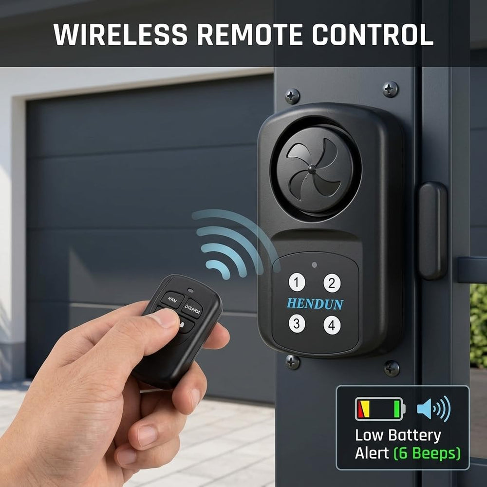 HENDUN remote control in hand demonstrating quick arm and disarm convenience