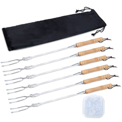 HENGI front display showing six roasting sticks and canvas pouch, convenient set