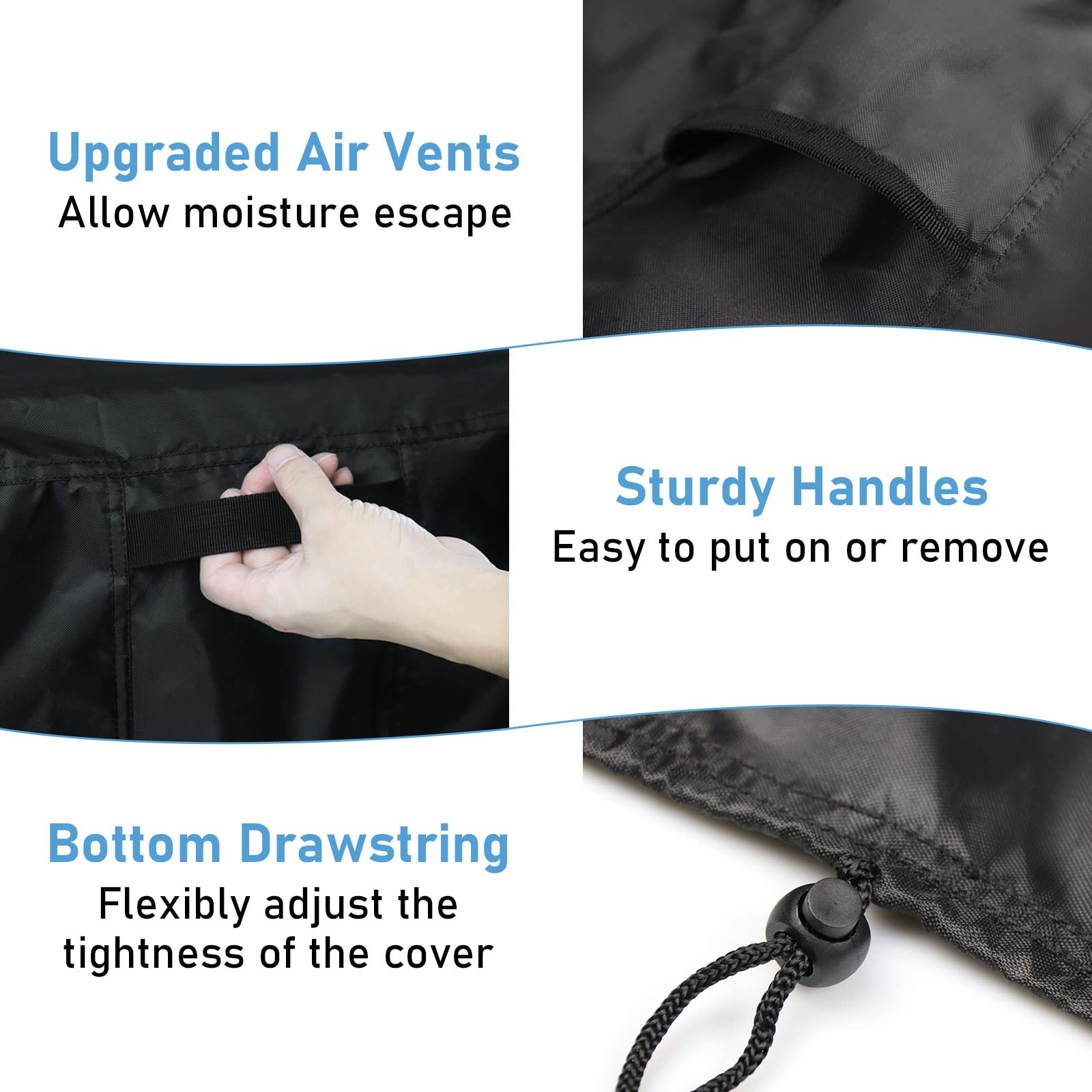 Hengme reinforced bottom drawstring pulled tight, keeps cover windproof and secure