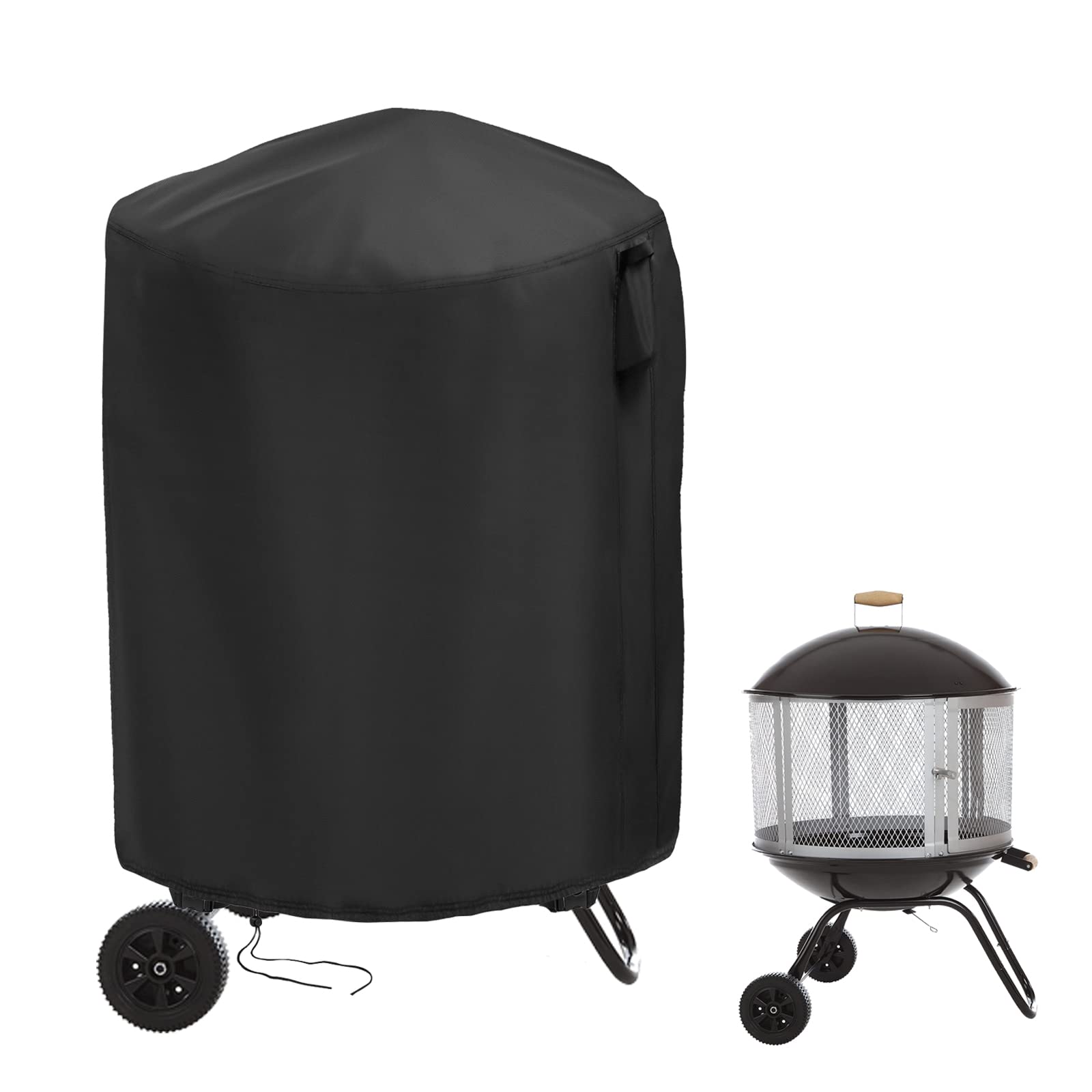 Hengme front view cover fitted on round fire pit showing full protection