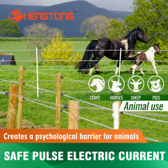 HENGTONG polywire installed on posts in field for visible livestock barrier