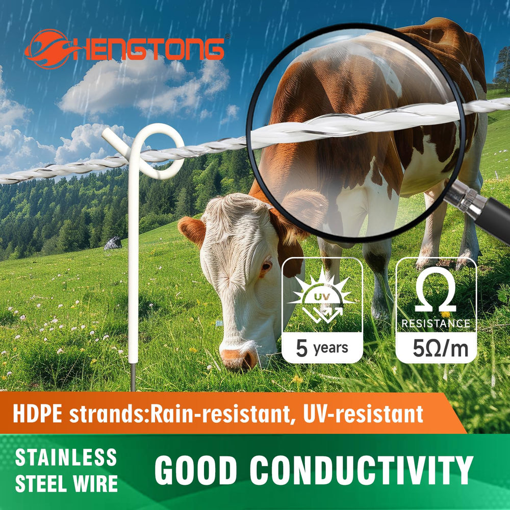 HENGTONG hands splicing polywire demonstrating easy on‑farm repair