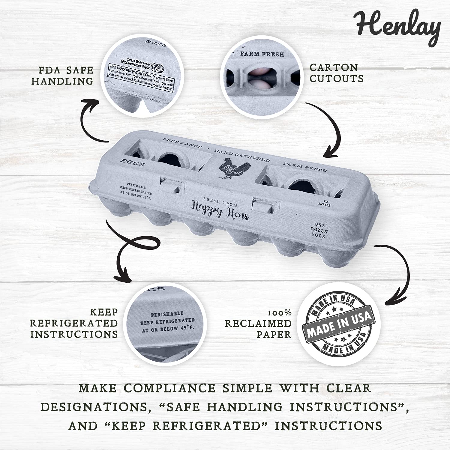 Henlay stacked cartons demonstrating sturdy sides and efficient storage for transport