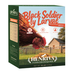 henriva front packaging 10lb bag showing bulk larvae and value