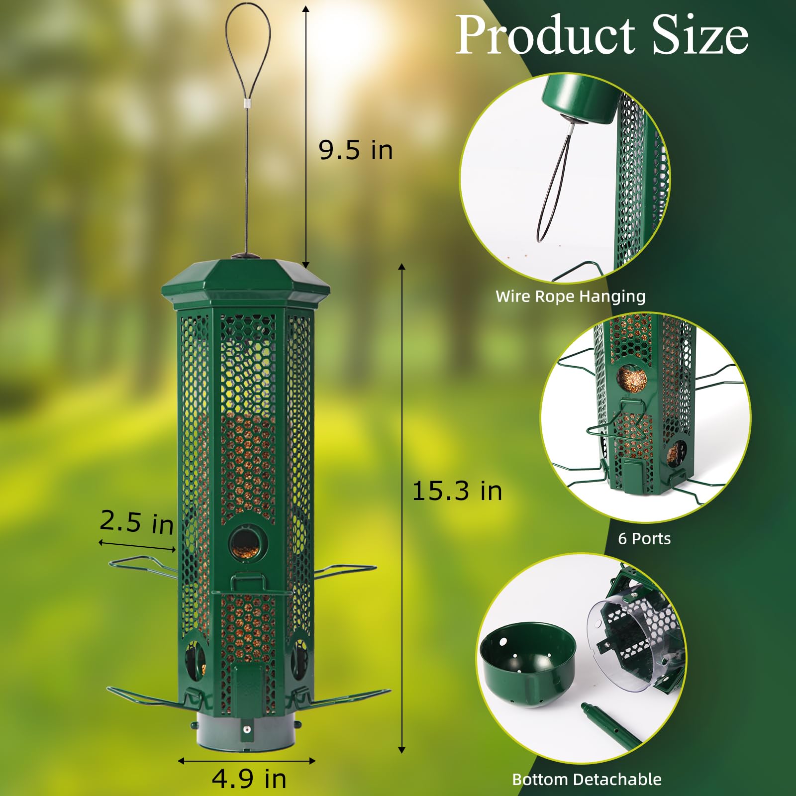 Henzavk close-up weight mechanism demonstrating squirrel-blocking protection
