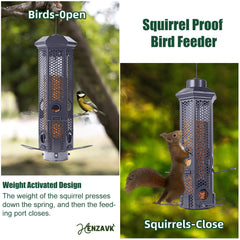 Henzavk weight-activated port closing mechanism preventing squirrel access benefit
