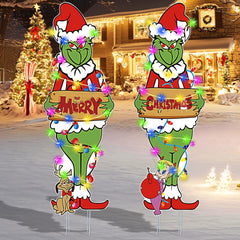HEORIM front view of two yard signs showing festive message and visibility