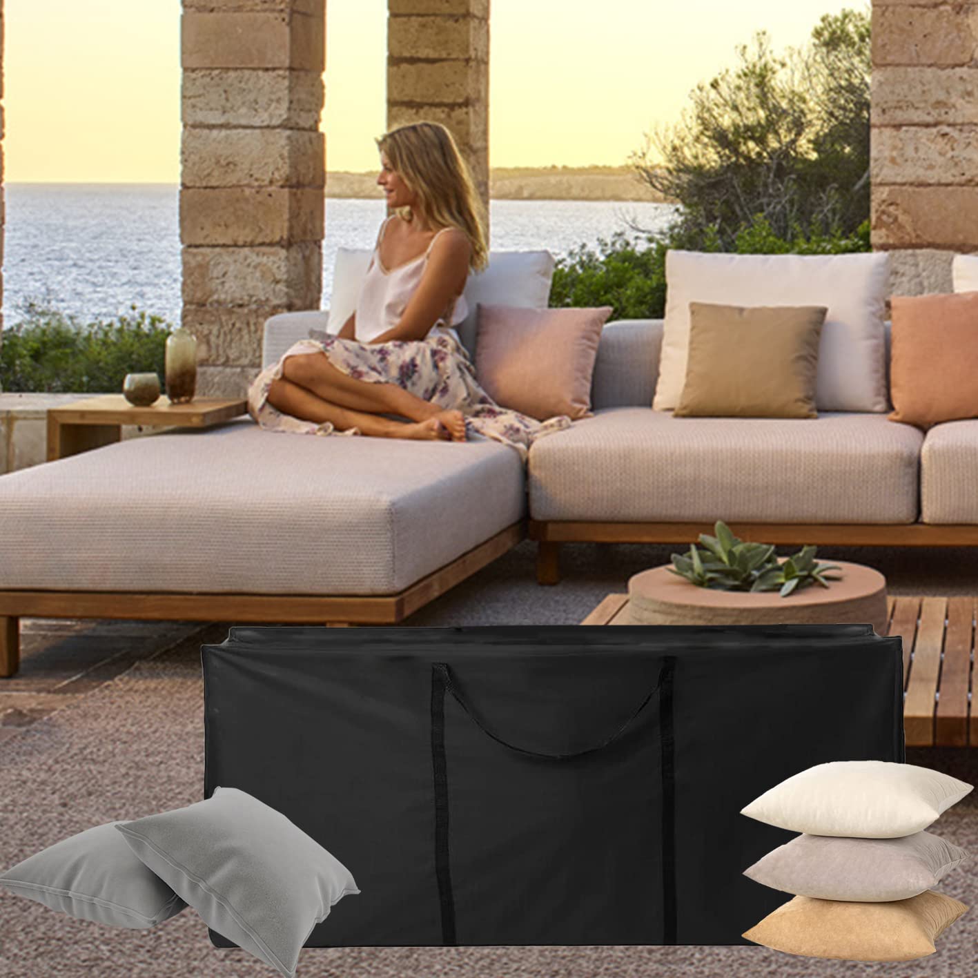 HEPOVER in backyard setting protecting cushions from rain and dirt