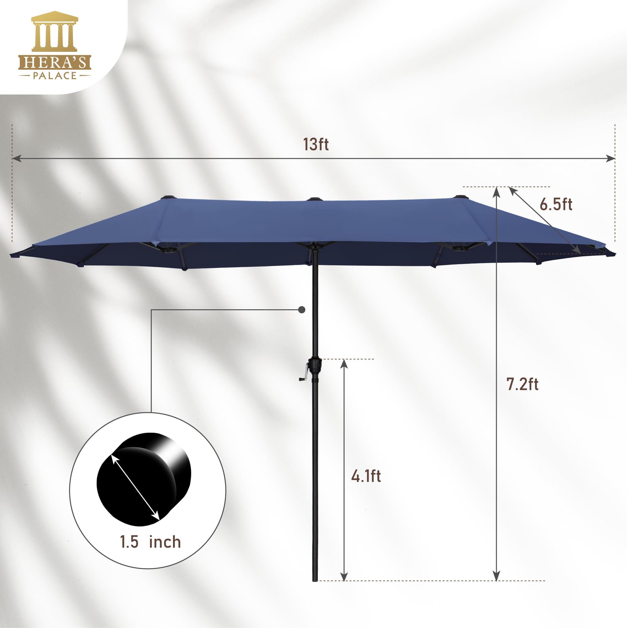 HERA'S PALACE size shown beside chair illustrating 13 ft scale and coverage