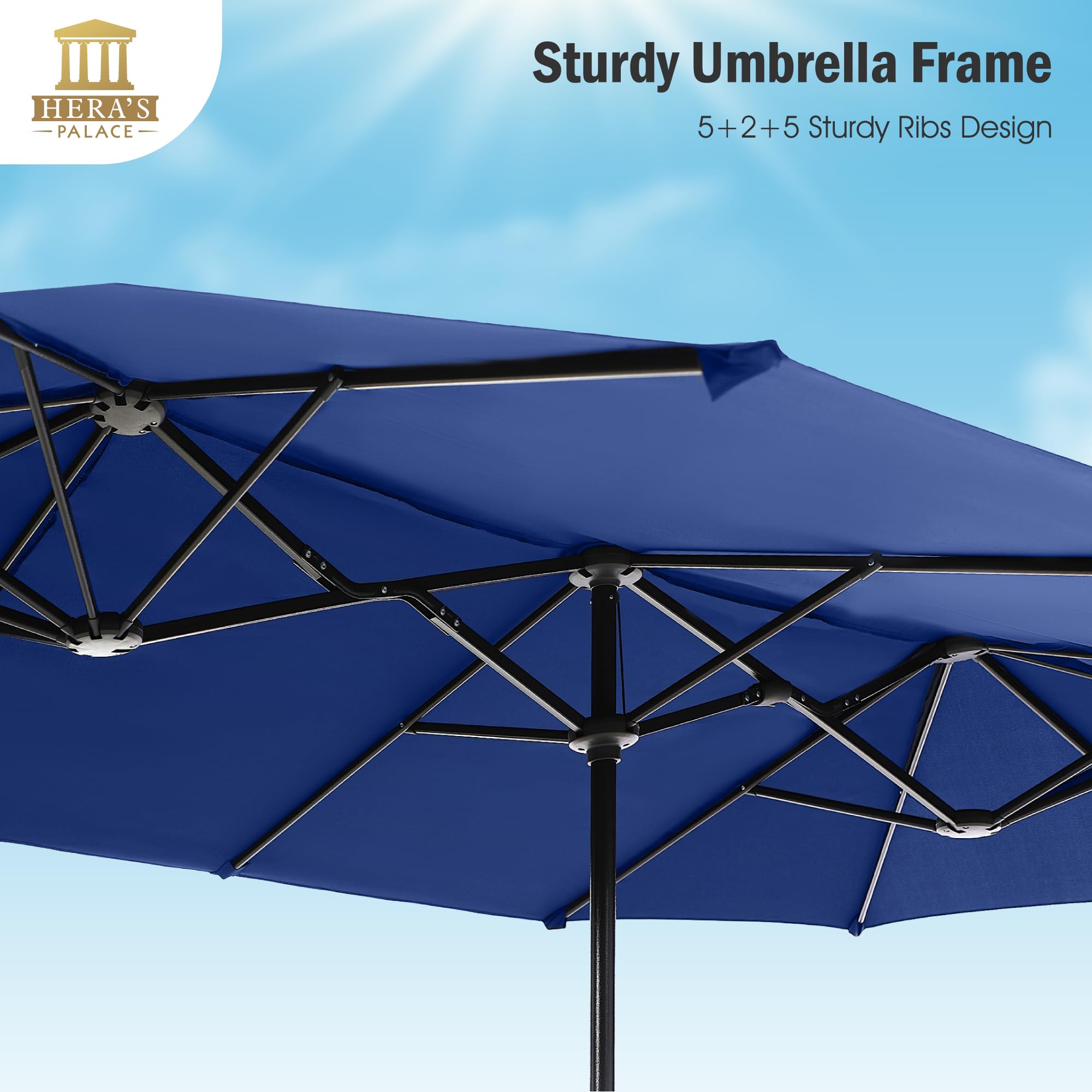 HERA'S PALACE fully set up over patio dining set providing wide UV protection