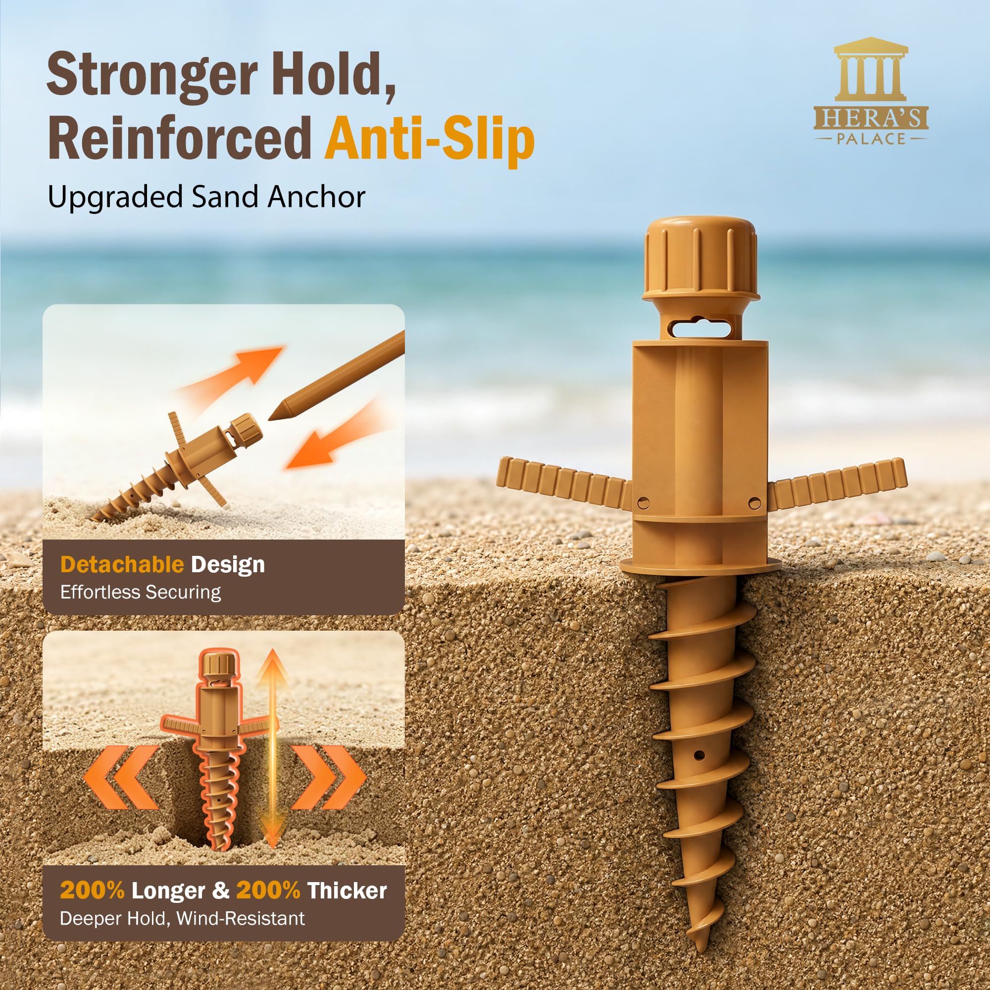 HERA'S PALACE umbrella frame detail showing eight ribs and corrosion-resistant finish