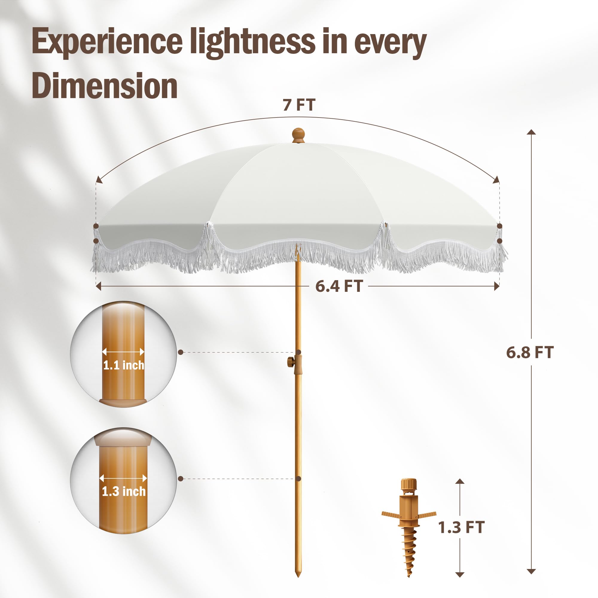 HERA'S PALACE umbrella next to a chair to show canopy size and scale for two people