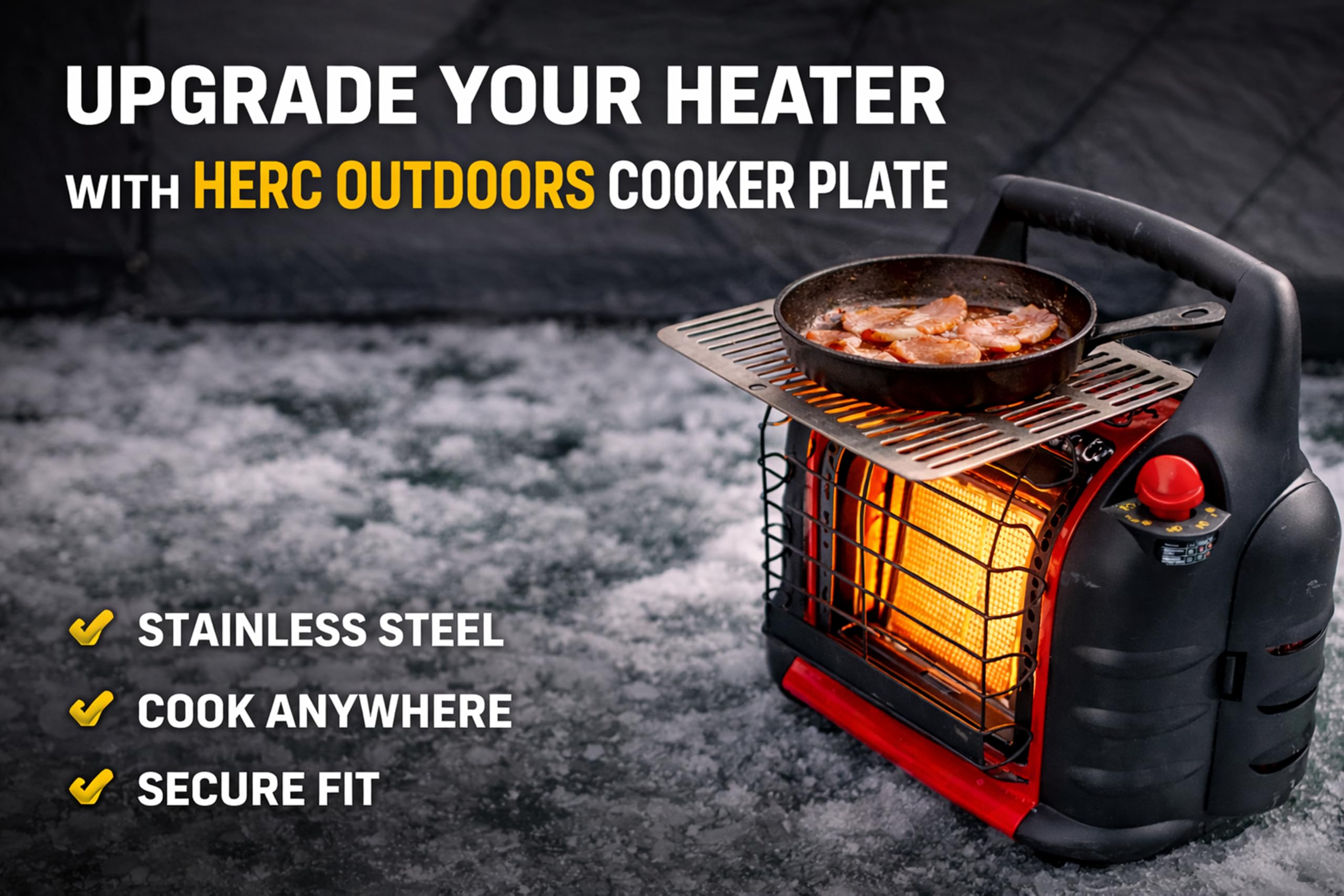 Herc Outdoors close-up of stainless-steel texture highlighting durability benefit