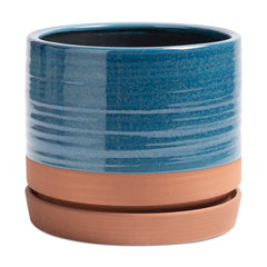 HERDUK front view blue terracotta planter showing stylish finish and balance