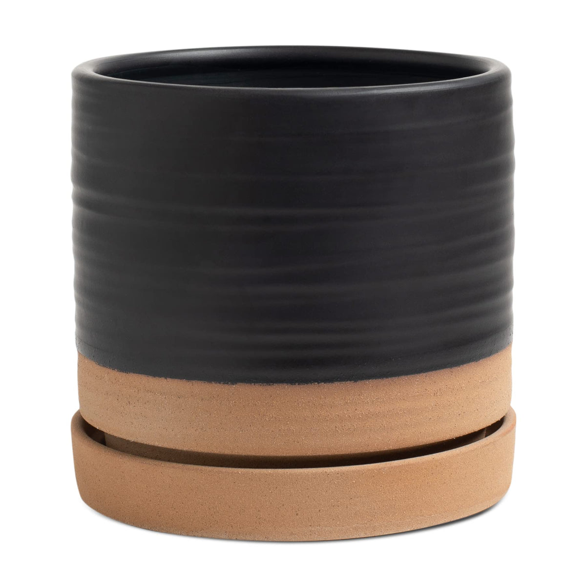 HERDUK front view matte black brown pot showing modern texture and stable base