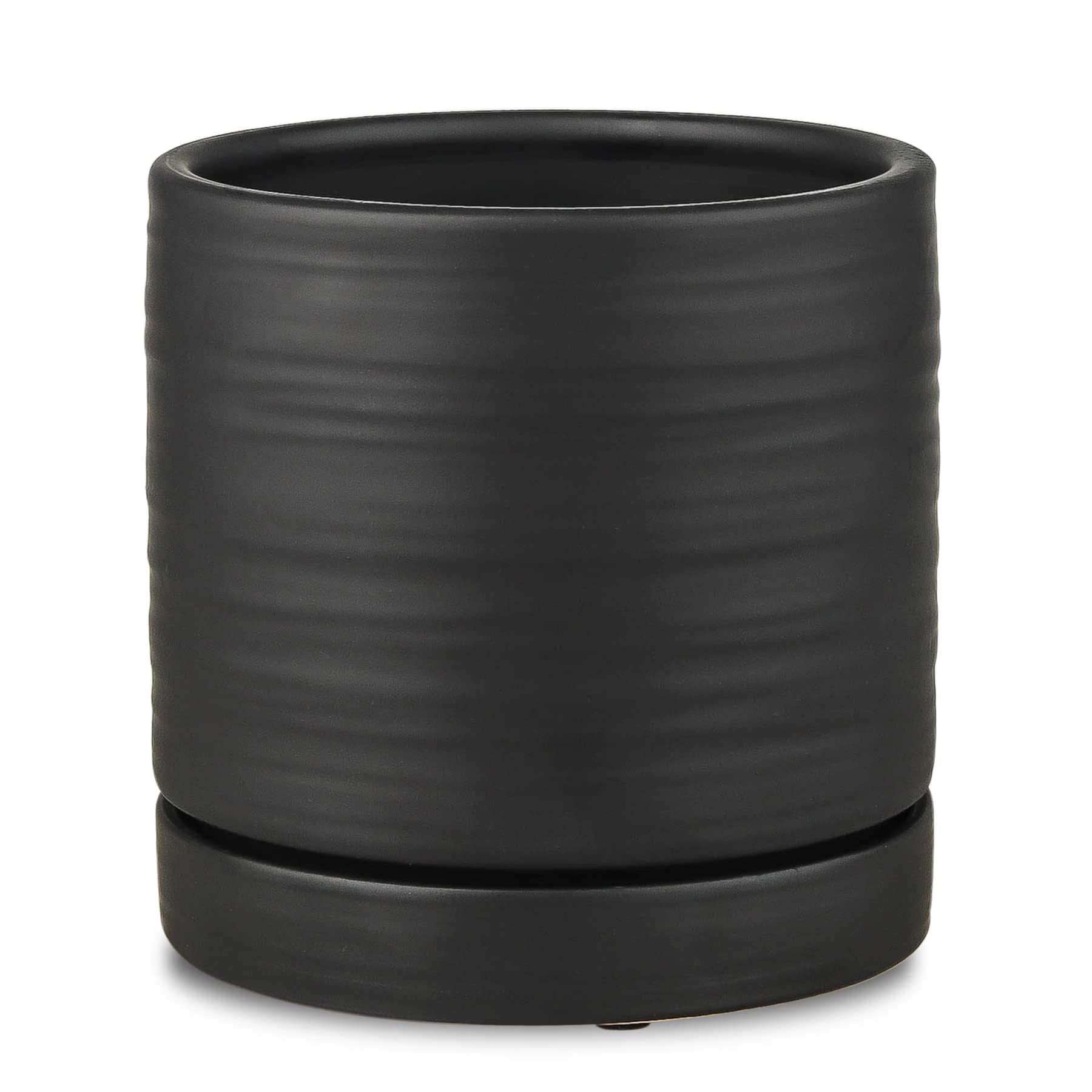 HERDUK front view matte black planter showing sleek silhouette and versatile styling benefit