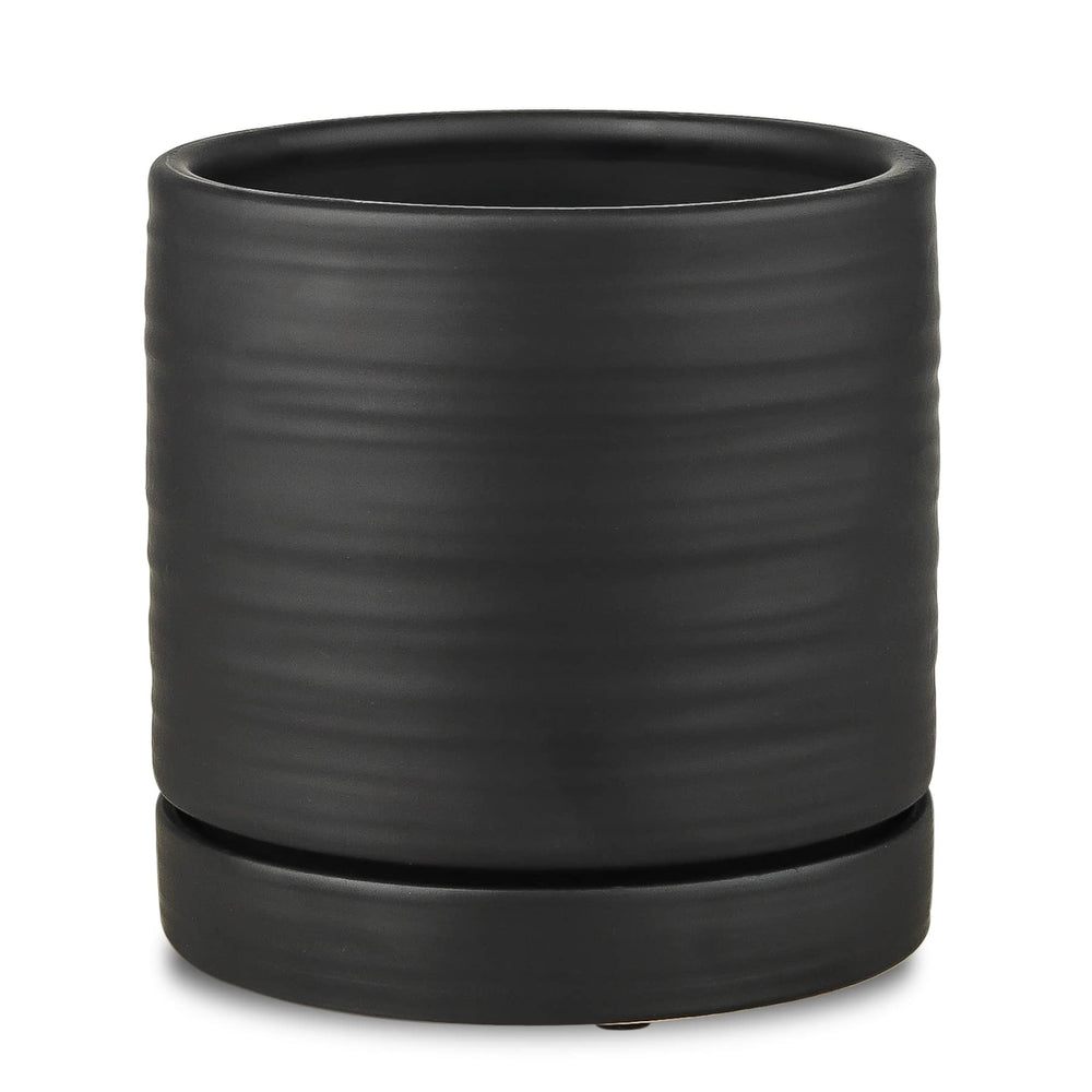 HERDUK front view matte black planter showing sleek silhouette and versatile styling benefit
