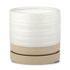 HERDUK front view of white beige planter showing modern style and balance