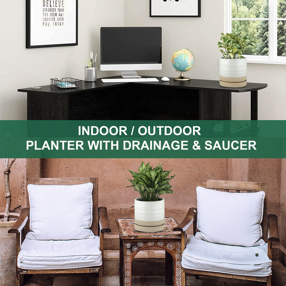 HERDUK planter on patio table illustrating versatile indoor-outdoor use