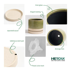 HERDUK pot with succulent on shelf demonstrating compact display and greenery boost
