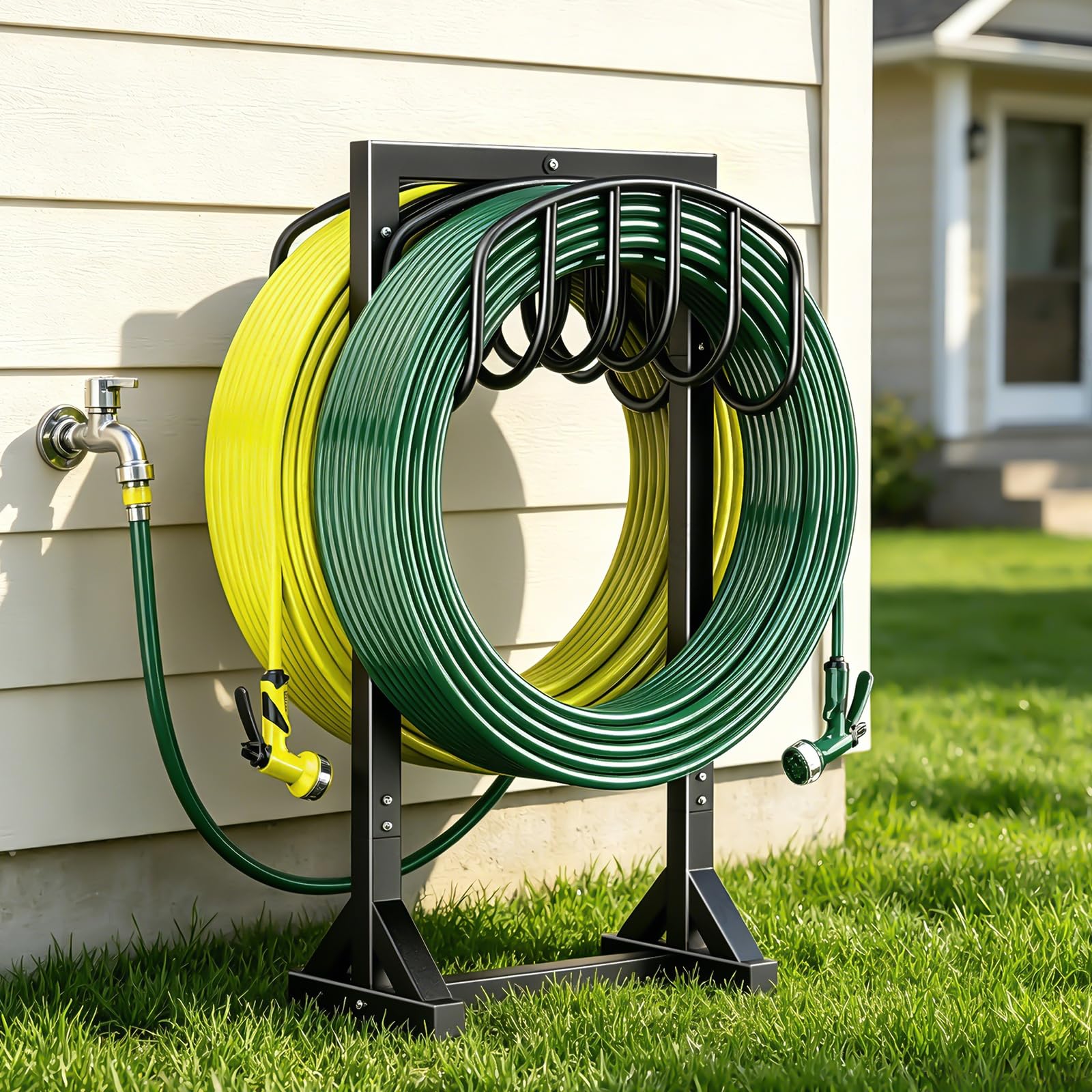 HeroicLion front view double hose holder showing tidy storage and quick access