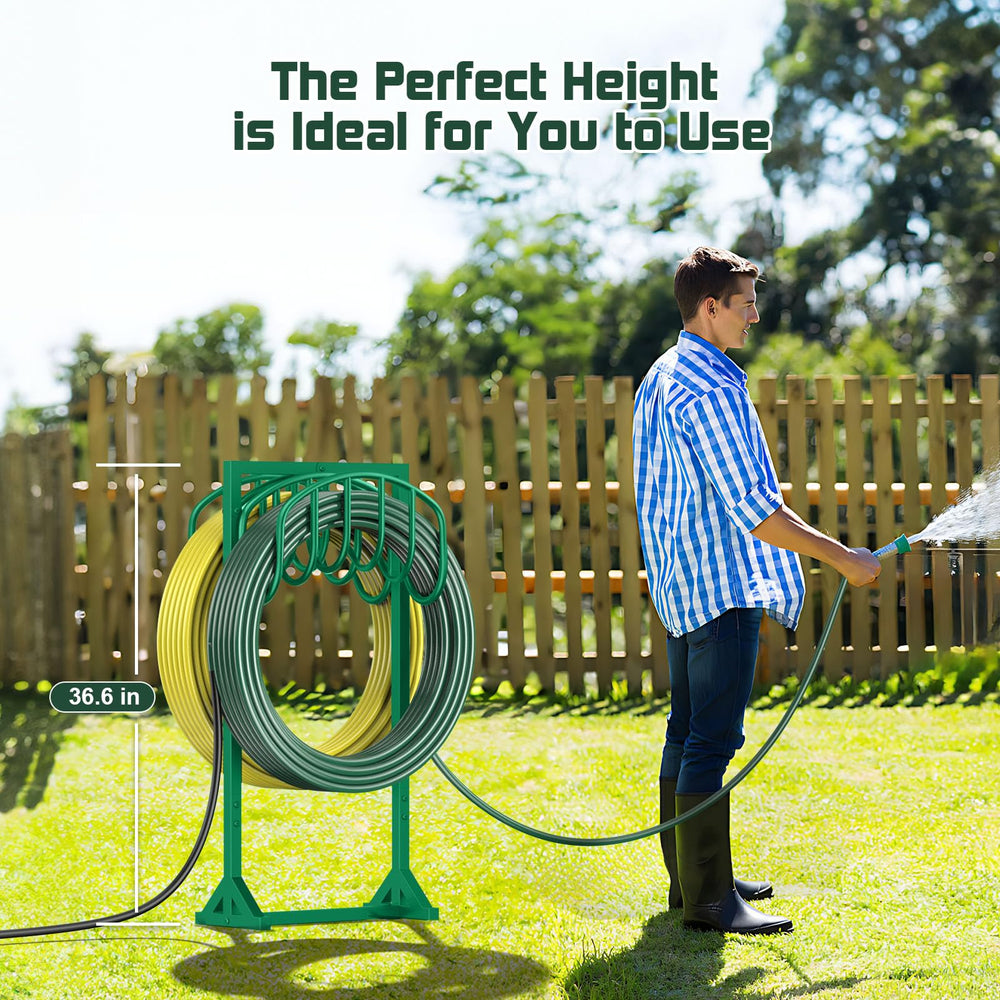 HeroicLion next to rake showing compact size and portability benefit