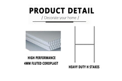 HERYNLRN sign mounted on metal H-frame stakes demonstrating stable outdoor display