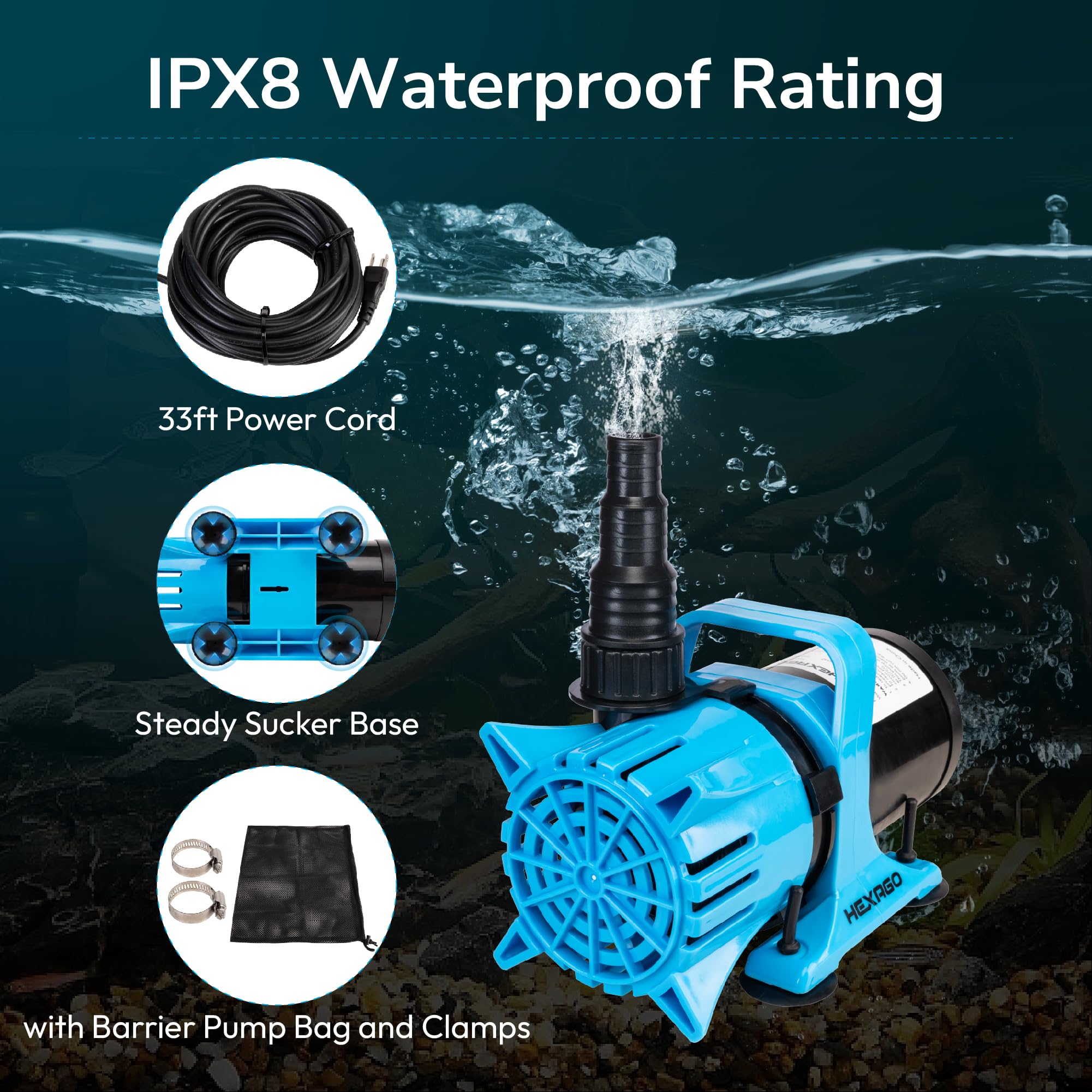 Hexago installed in koi pond improving circulation and fish habitat health
