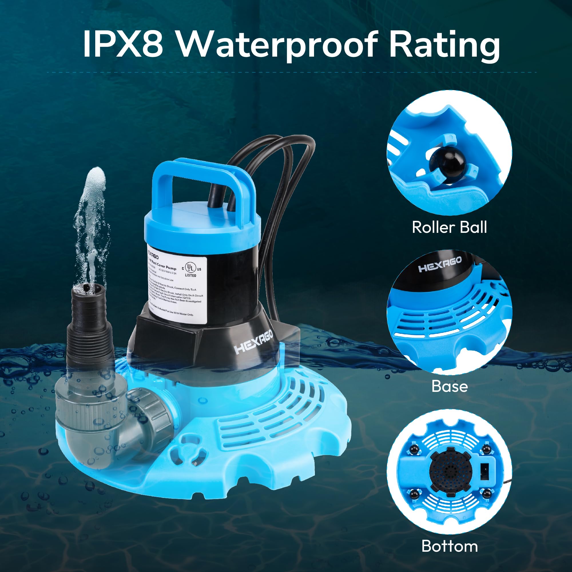 Hexago pump with handle for easy carrying and correct scale