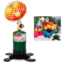 HEYDUOTON front view of portable propane heater showing compact design and quick warmth
