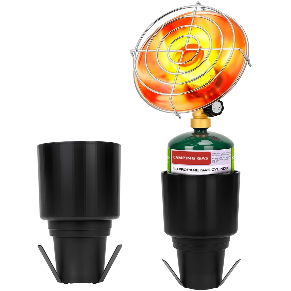 HEYDUOTON front view showing compact heater and control knob for quick warmth