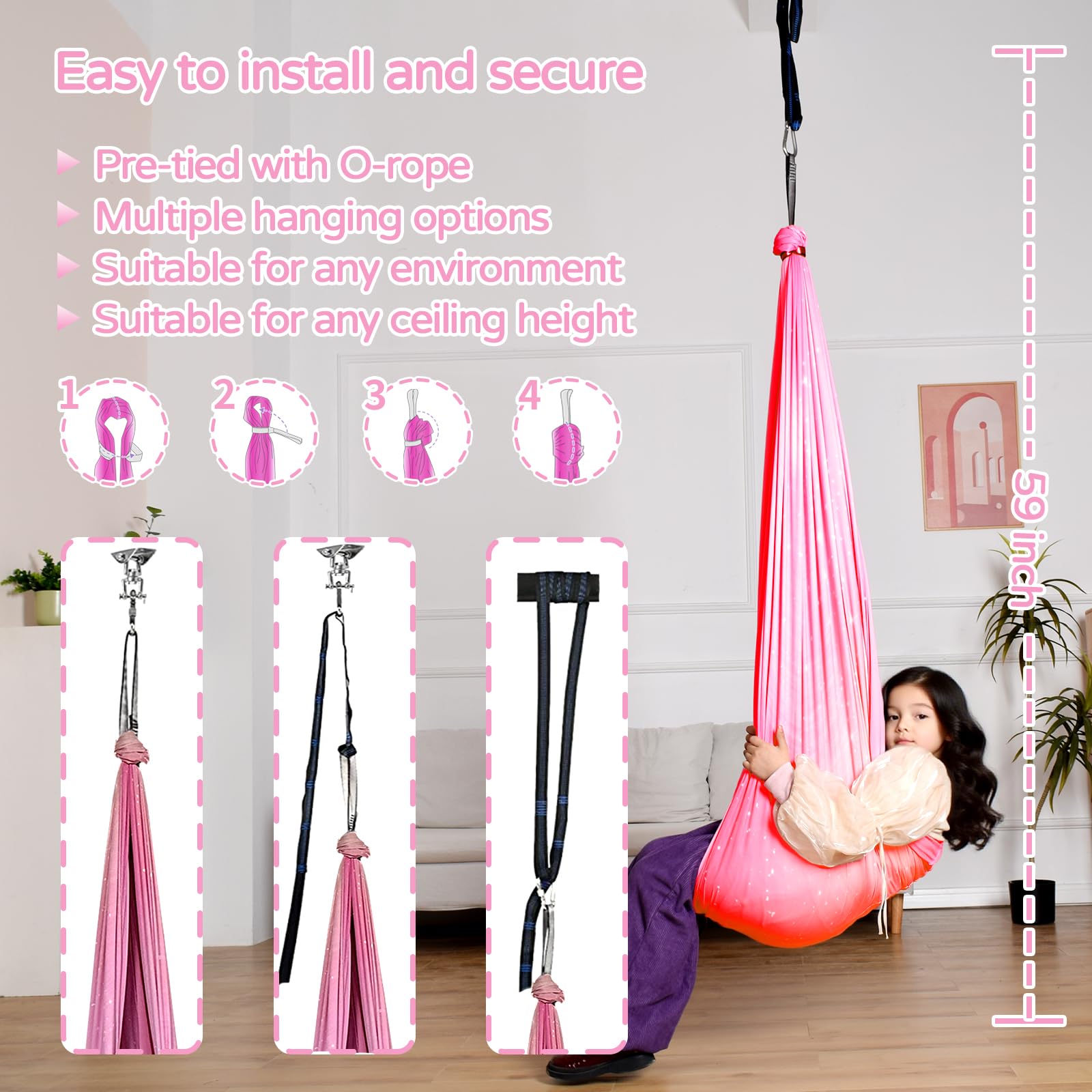 Heyfriday 360° swivel hanger detail showing versatile motion options