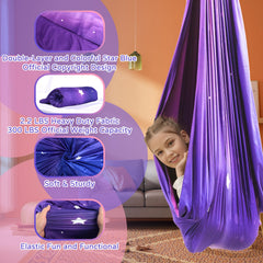 Heyfriday Galaxy Purple fabric close-up demonstrating double-layer durability and comfort