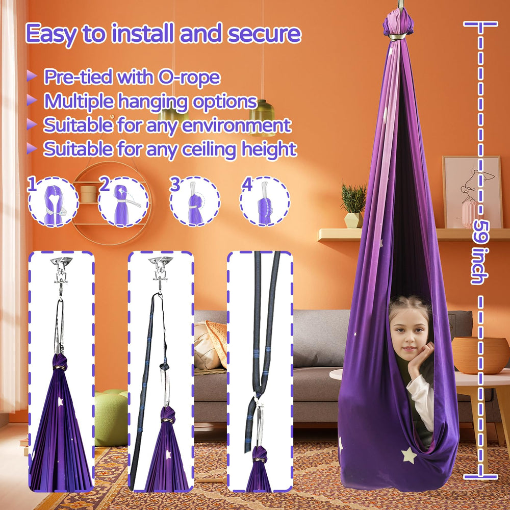Heyfriday Galaxy Purple hanging hardware kit displayed for easy installation benefit