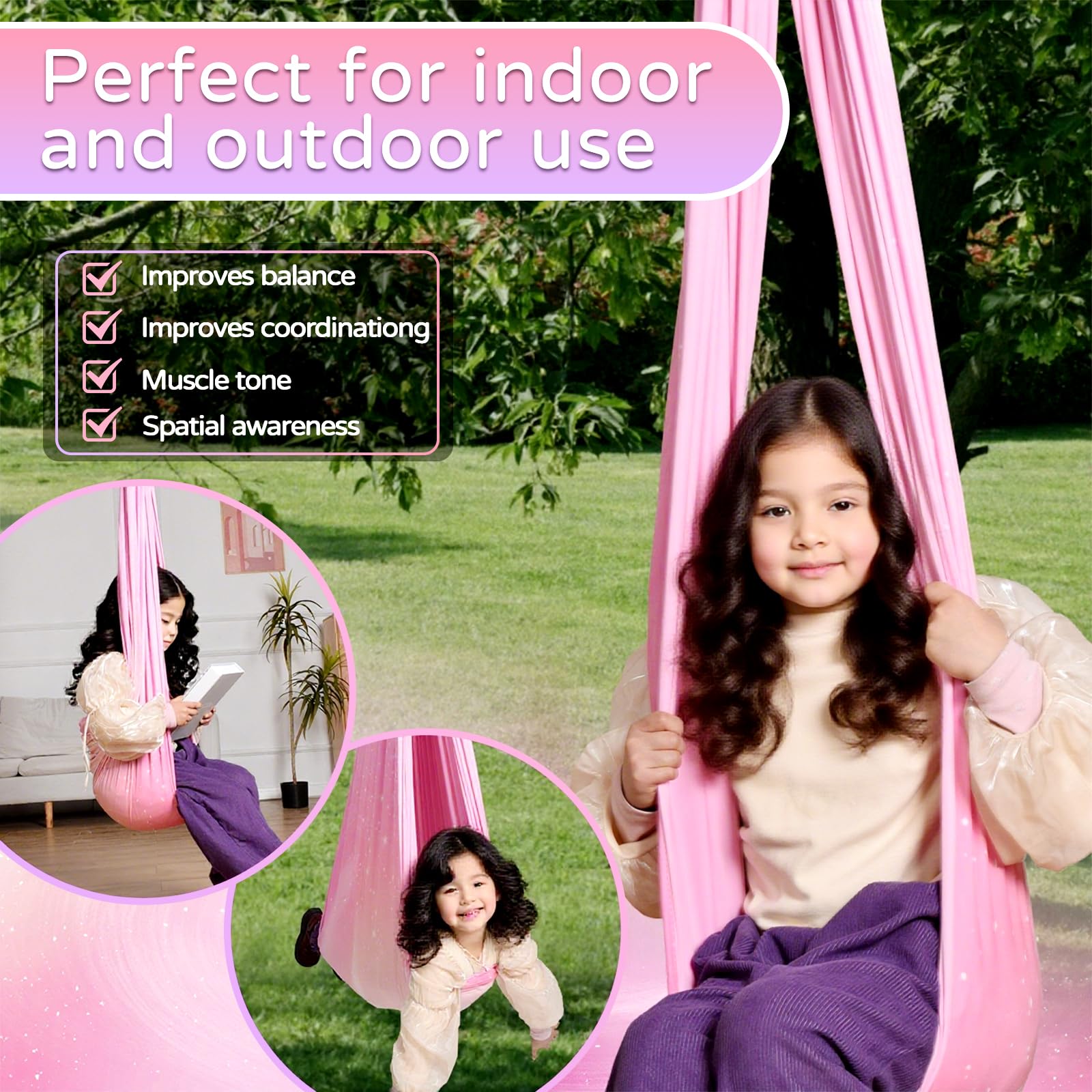 Heyfriday swing hung in garden showing outdoor relaxation benefit