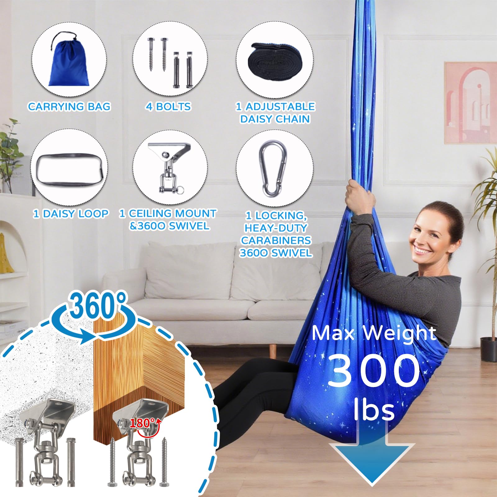 Heyfriday child snug inside cuddle swing demonstrating calming compression comfort