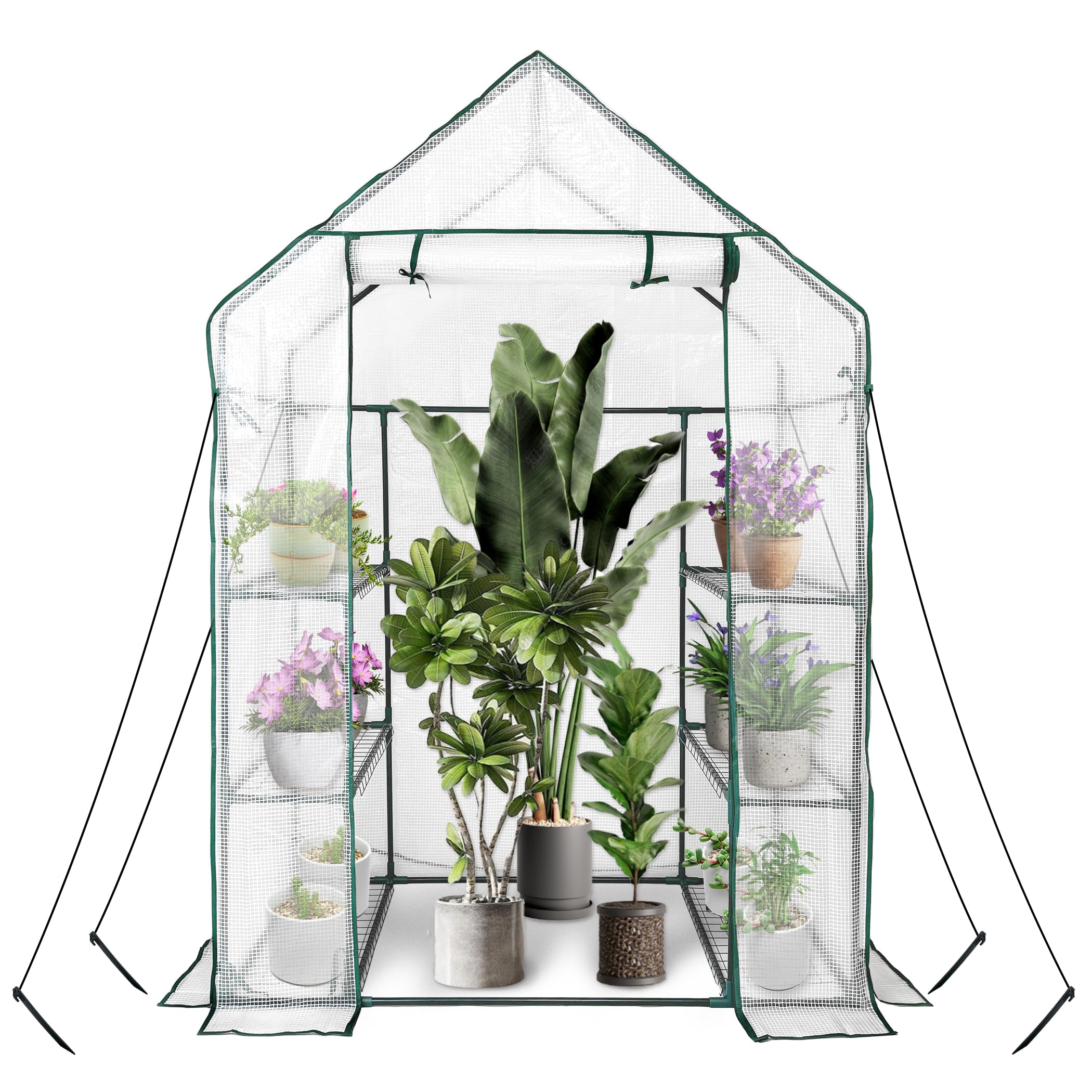 heyfurni front view of walk-in greenhouse showing protected plants and easy access