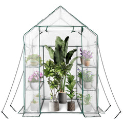 heyfurni front view of walk-in greenhouse showing protected plants and easy access