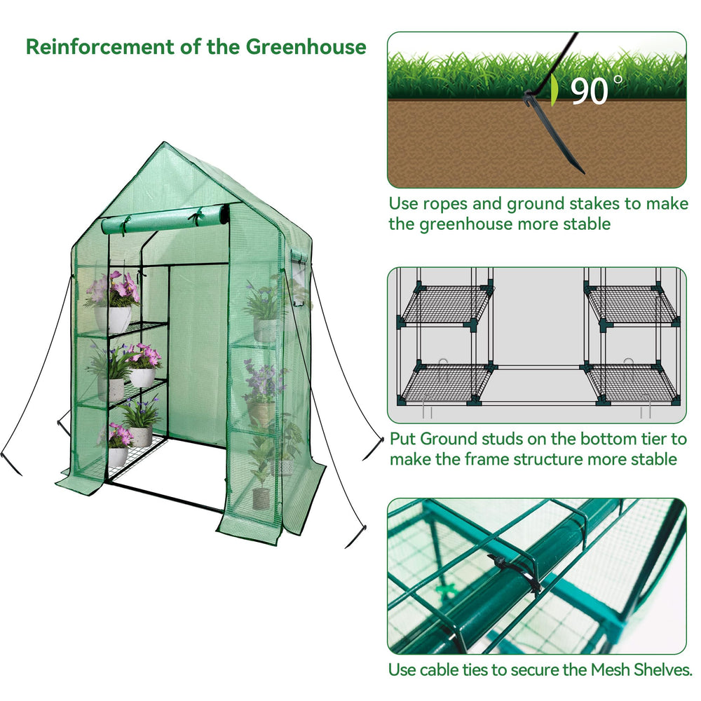 heyfurni greenhouse next to person showing size and walk-in height