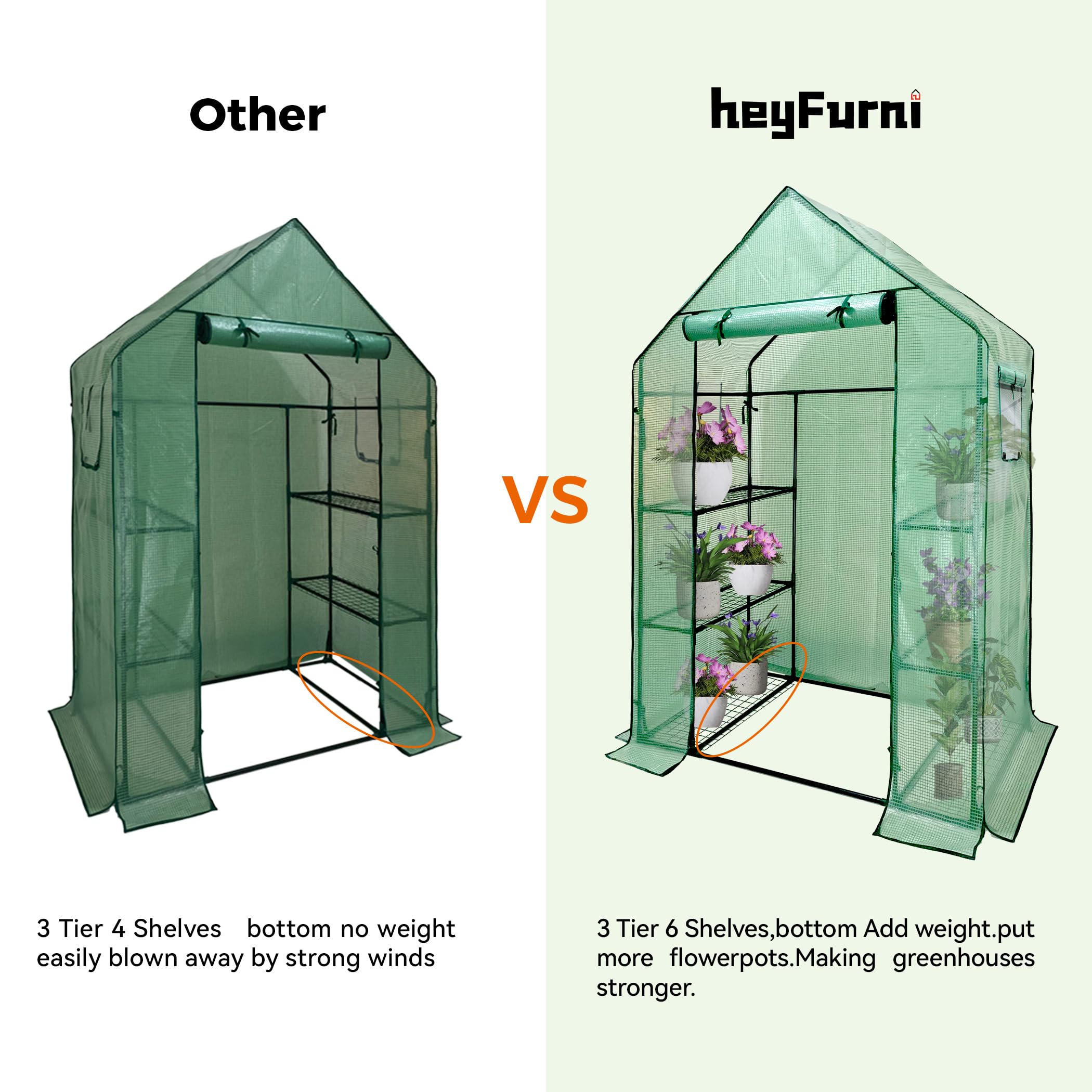 heyfurni wired shelf detail highlighting sturdy racks that support pots