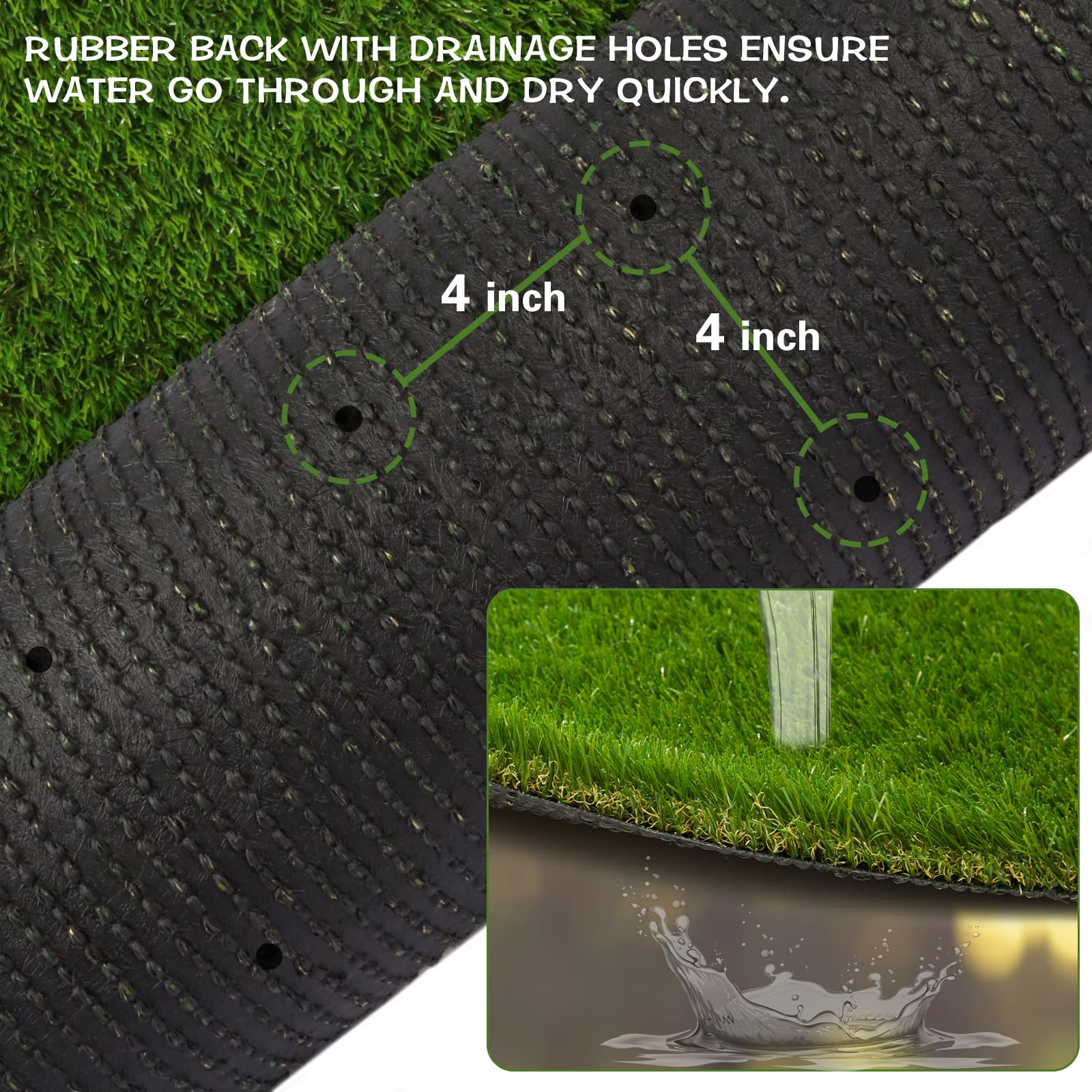 Heyroll underside showing rubber backing and drainage holes for quick water pass-through
