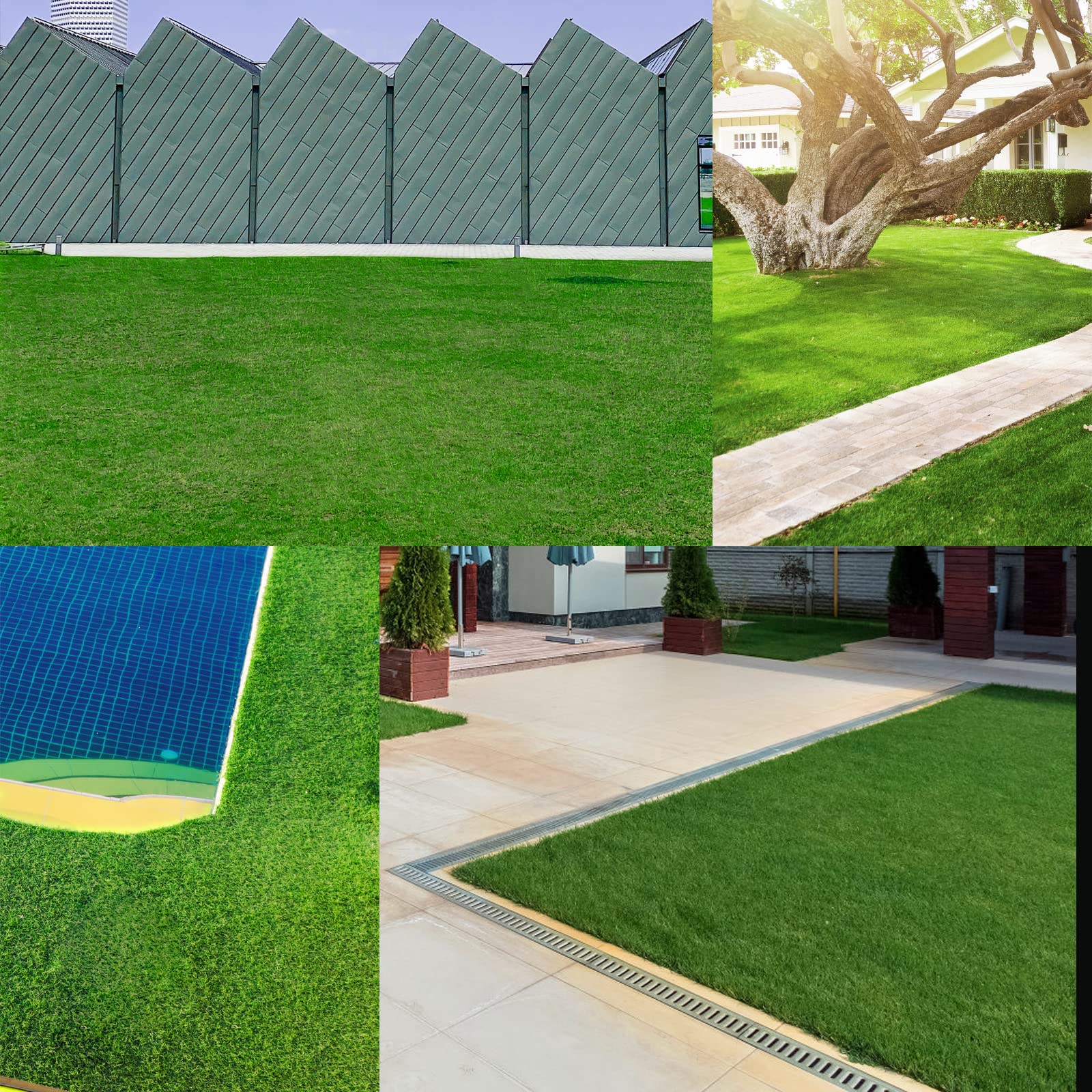 Heyroll turf edge detail showing four-tone blades and durable stitching for natural look