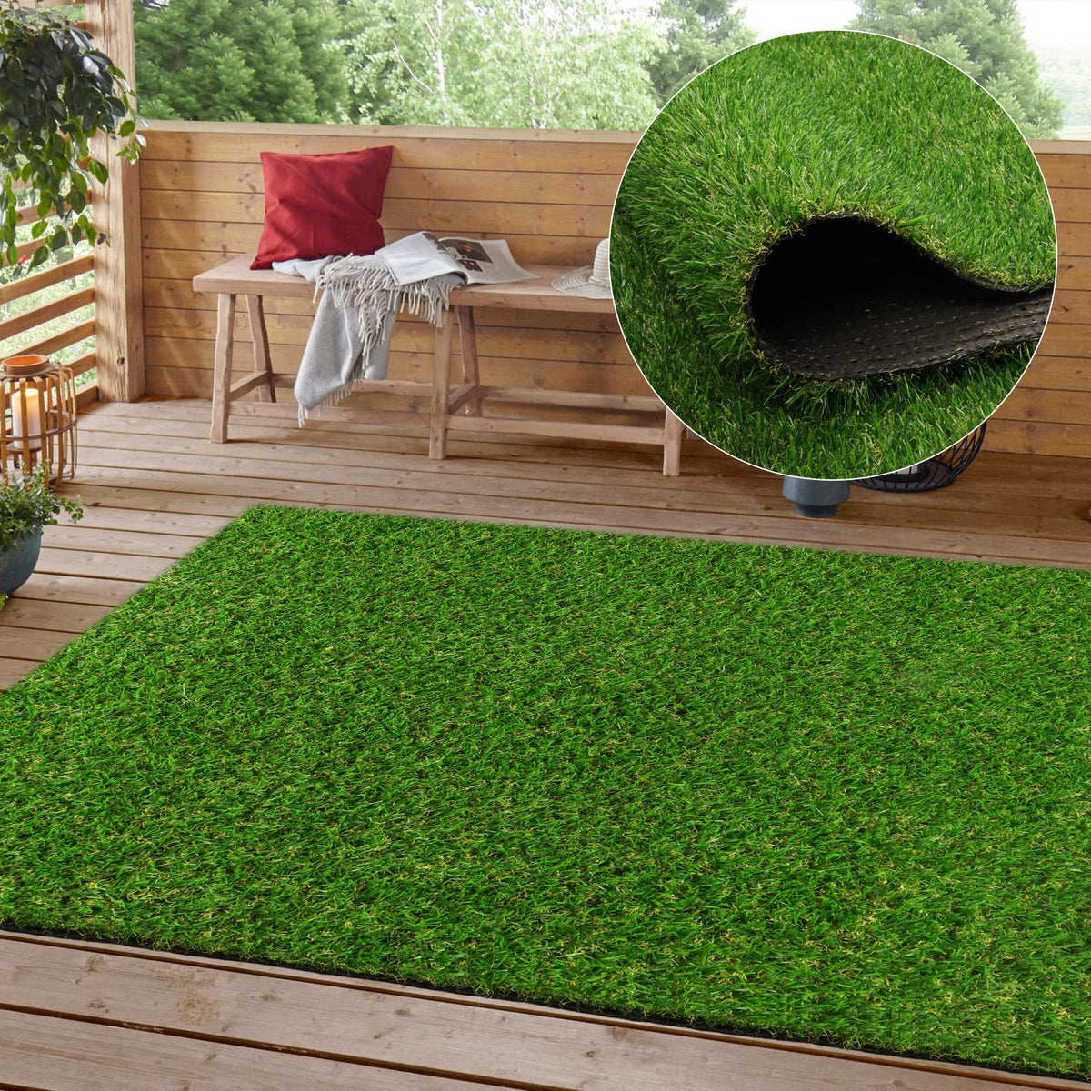 Heyroll front view of rolled turf showing full 5x8 dimensions and green appeal