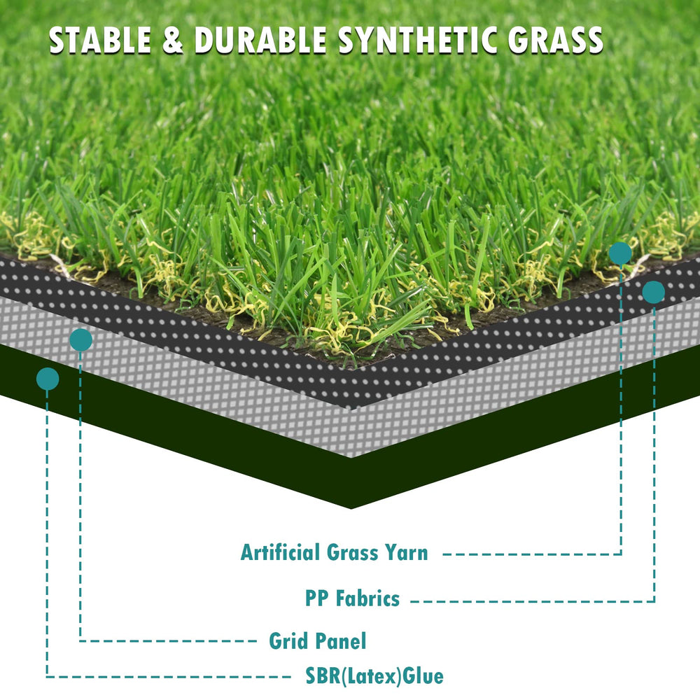 Heyroll turf laid on a patio with furniture, illustrating durable outdoor lifestyle use