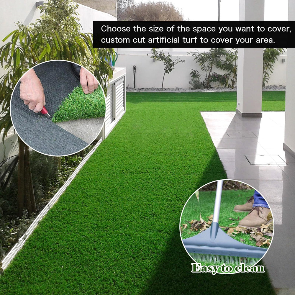 Heyroll turf used by children and a dog on patio offering a safe, comfortable play surface