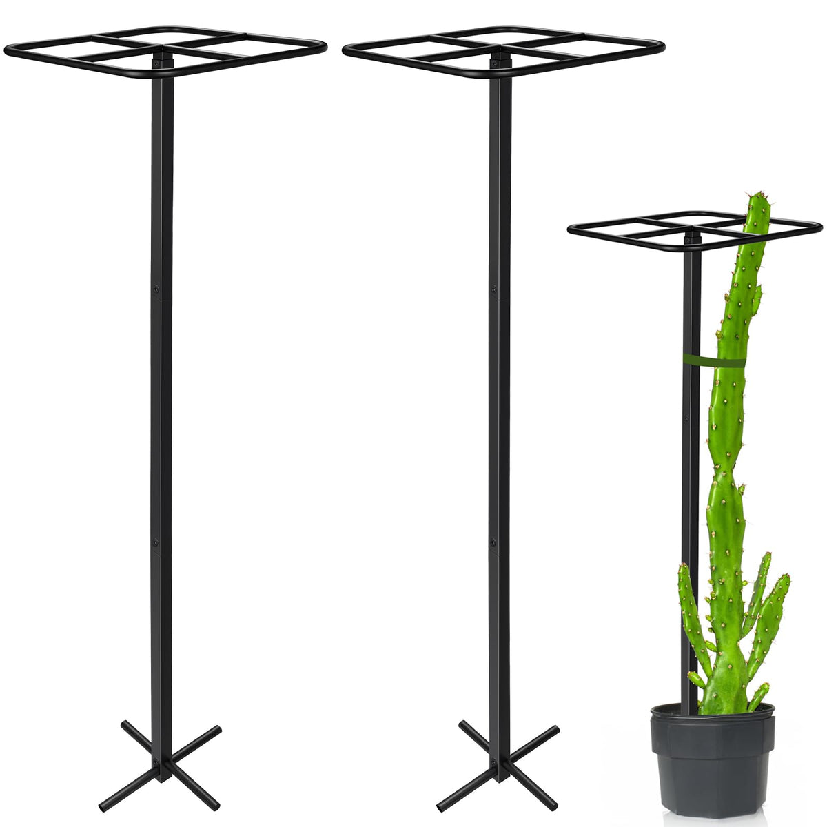 HEYTIMI front view of square trellis showing sturdy frame and footprint benefit