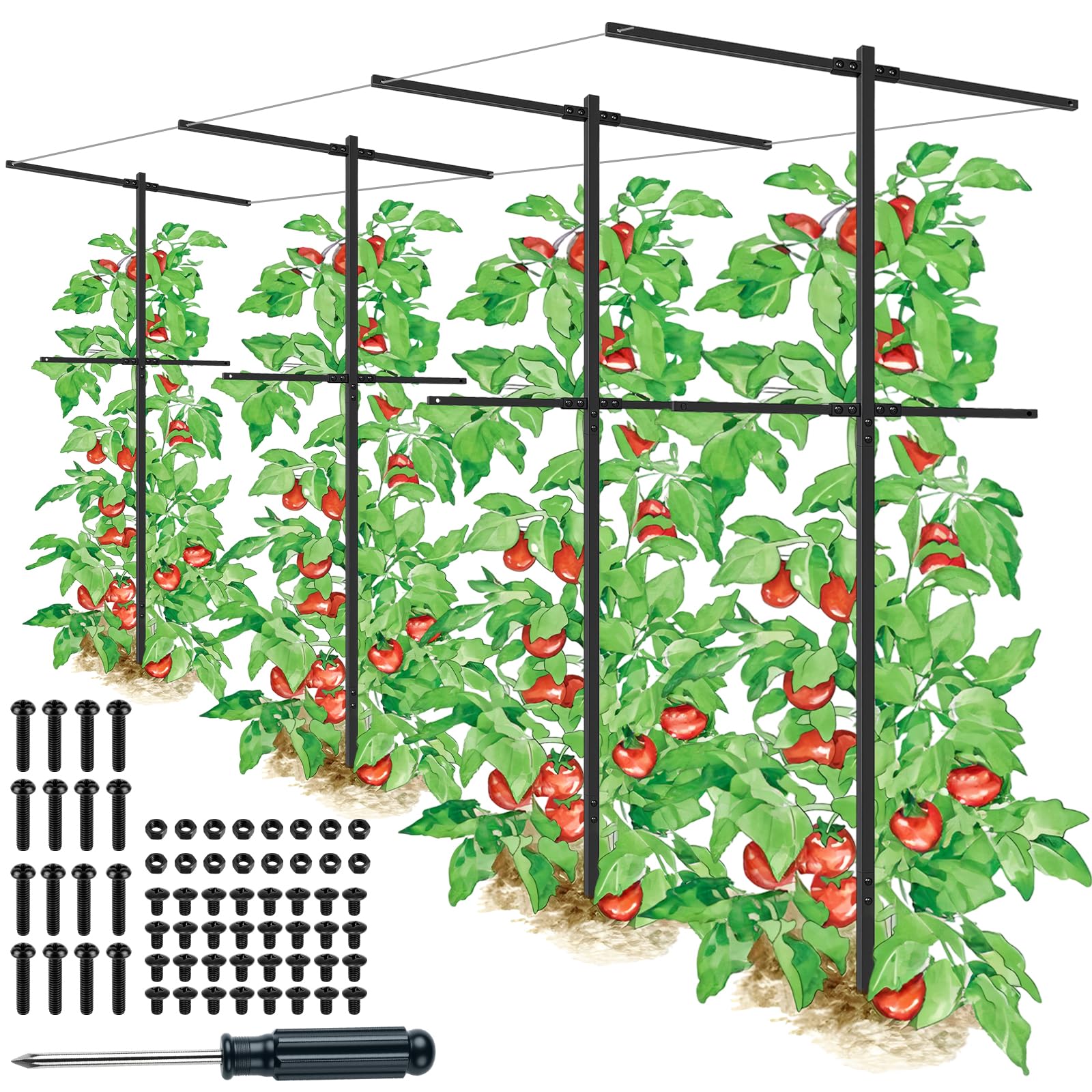 HEYTIMI front view of four trellises showing organized garden benefit